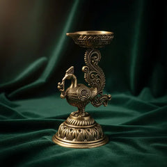Brass Peacock Diya Stand