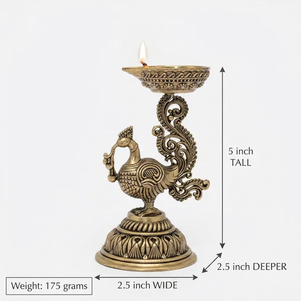 Brass Peacock Diya Stand