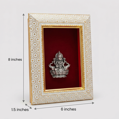 Maa Gaj Lakshmi Brass Idol Frame Silver Plated 8 x 6 inch