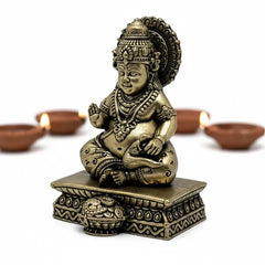 Antique Brass Finish Lord Kubera Idol 7.6 cm