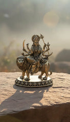 Brass Durga Maa Idol On Lion 7.6 cm