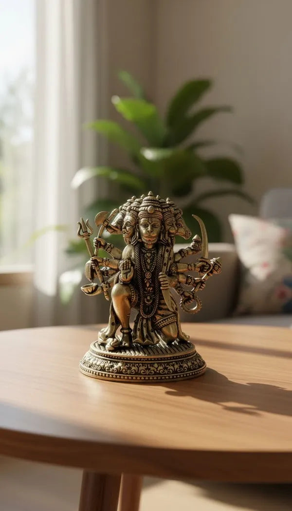 Brass Panchmukhi Hanuman Idol 7.6 cm