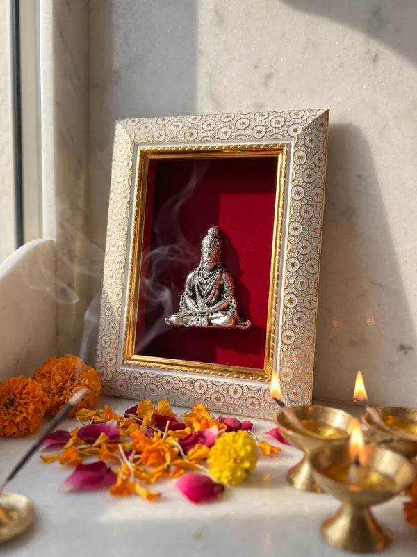 Divine Hanuman Brass Idol Frame 20.3x15.2 cm