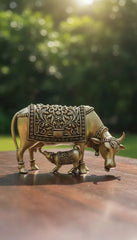 Brass Decorative Cow And Calf Figurine 7.6 cm