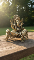 Lord Ganesha Brass Idol on Singhasana