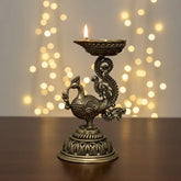 Brass Peacock Diya Stand