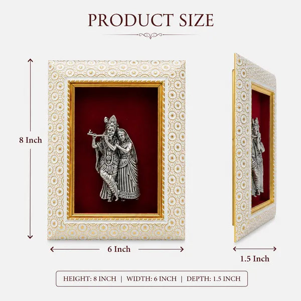 Radha Krishna Brass Idol Frame 20.3x15.2 cm