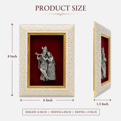 Radha Krishna Brass Idol Frame 20.3x15.2 cm