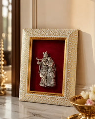 Radha Krishna Brass Idol Frame 20.3x15.2 cm