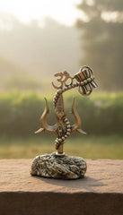 Brass Trishul With Om Idol 10.2 cm