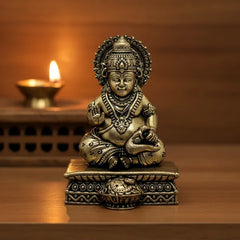 Antique Brass Finish Lord Kubera Idol 7.6 cm