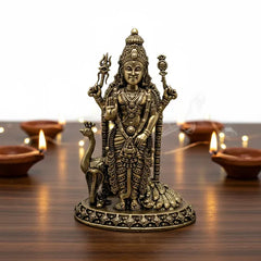 Brass Murugan With Peacock Idol 10.2 cm