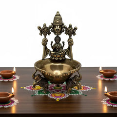 Brass Goddess Lakshmi Elephant Base Diya Oil Lamp 12.7 cm