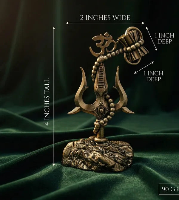 Brass Trishul With Om Idol 10.2 cm