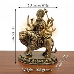 Brass Durga Maa Idol On Lion 7.6 cm