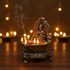 Brass Goddess Lakshmi Diya with Ornate Prabhavali 7.6 cm