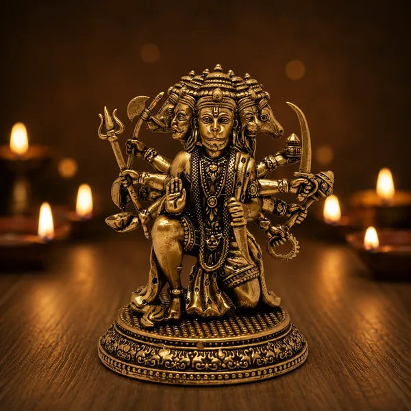 Brass Panchmukhi Hanuman Idol 7.6 cm