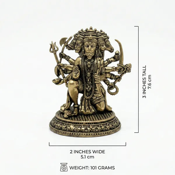 Brass Panchmukhi Hanuman Idol 7.6 cm