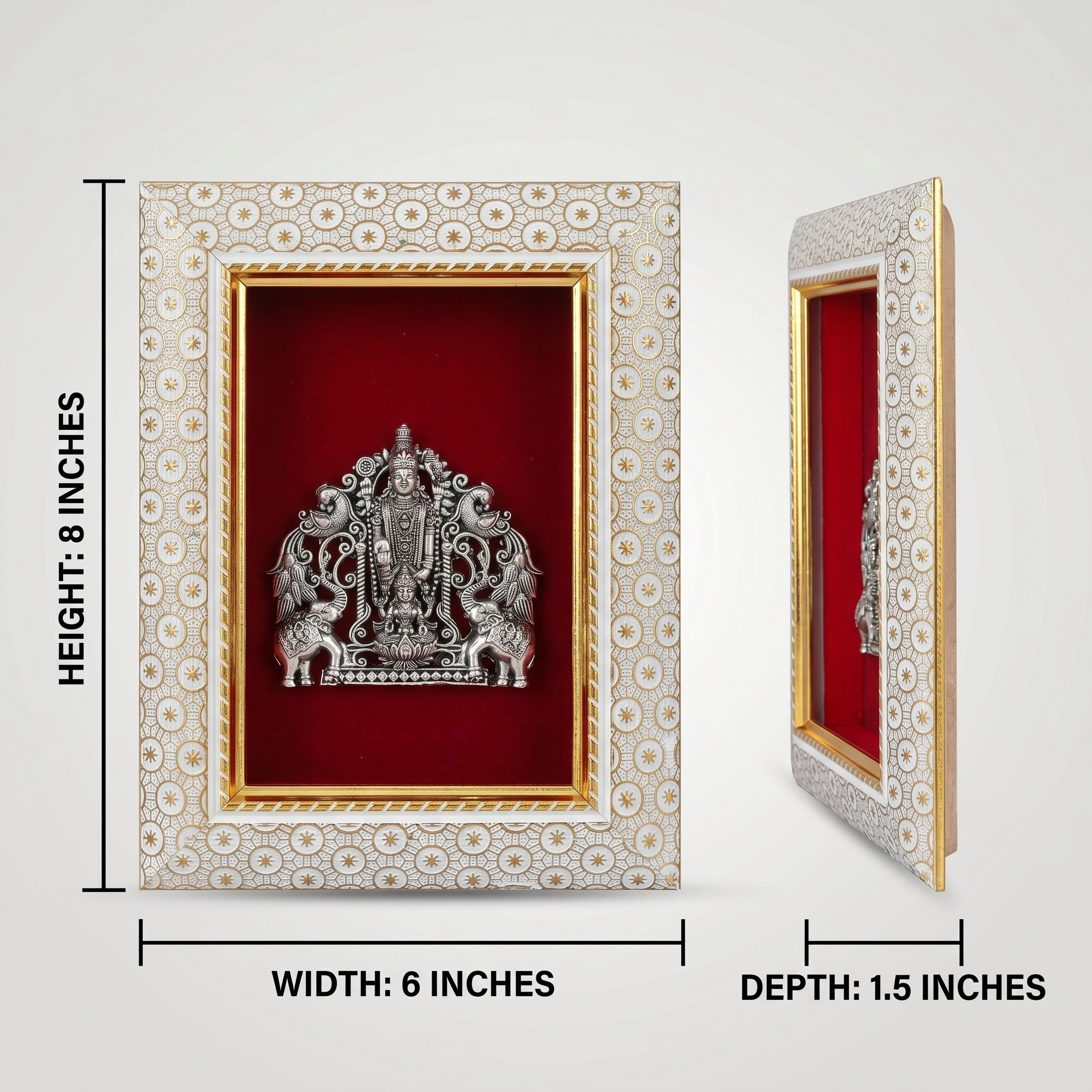 Lord Venkatesh With Maa Lakshmi Brass Idol Frame Silver Plated 8 x 6 inch