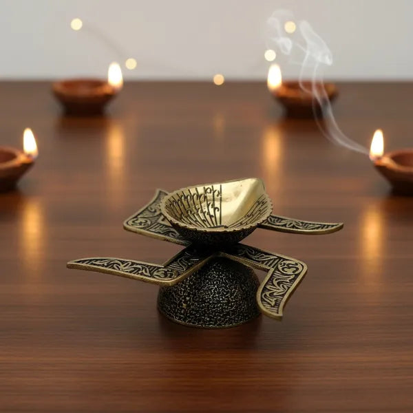 Brass Decorative Swastik Diya Oil Lamp 7.6 cm