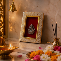 Maa Gaj Lakshmi Brass Idol Frame Silver Plated 8 x 6 inch