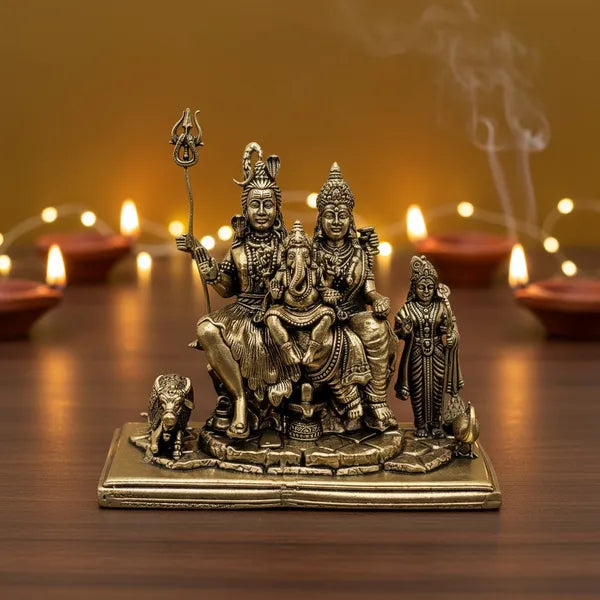 Brass Shiv Parivar With Nandi Idol 11.4 cm