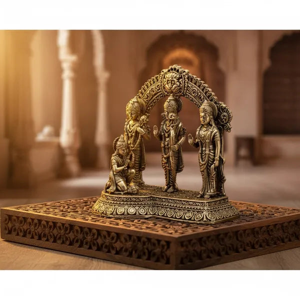 Brass Ram Darbar Idol With Decorative Arch 10.2 cm