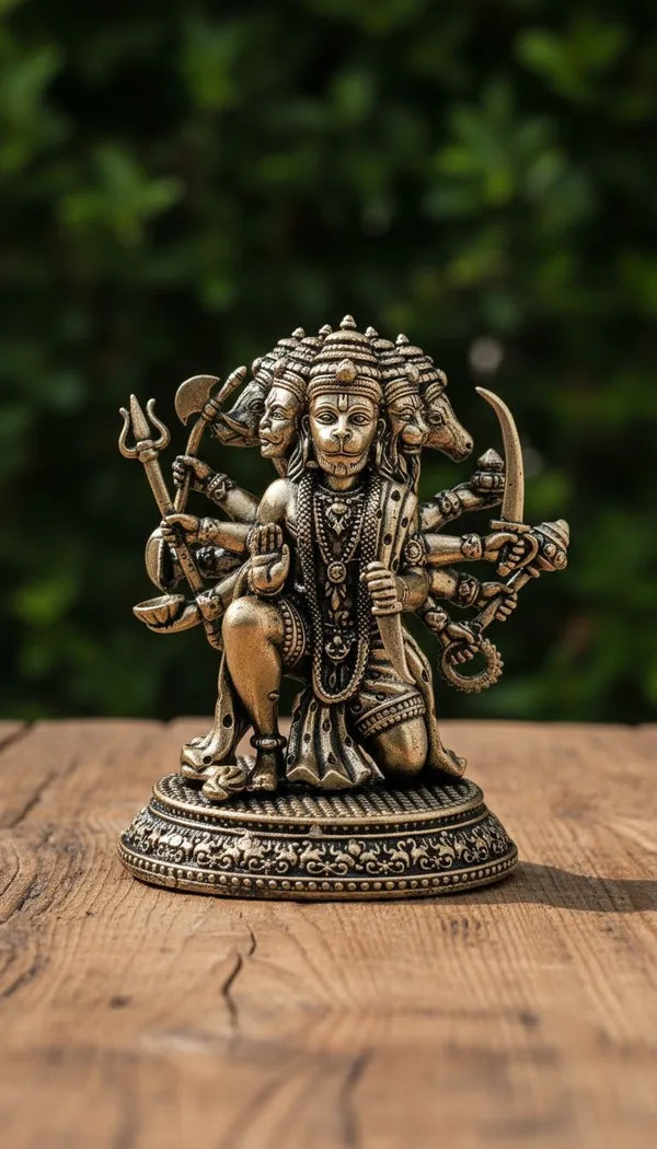 Brass Panchmukhi Hanuman Idol 7.6 cm