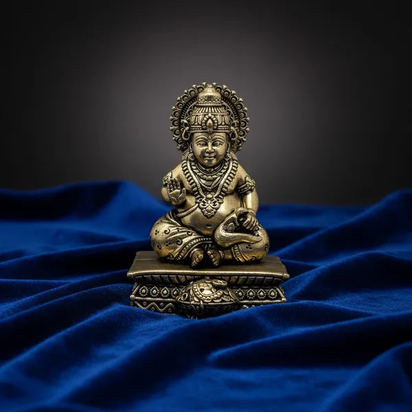 Antique Brass Finish Lord Kubera Idol 7.6 cm