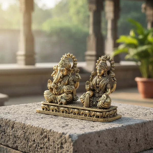 Brass Lakshmi Ganesha Idol Set