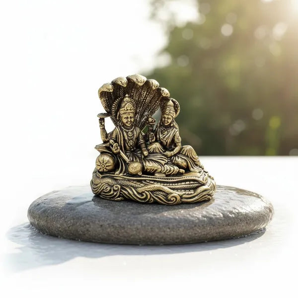 Brass Lakshmi Vishnu Idol On Sheshnag 5.1 cm