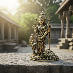 Brass Murugan With Peacock Idol 10.2 cm