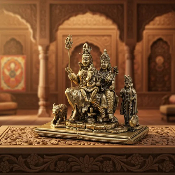Brass Shiv Parivar With Nandi Idol 11.4 cm
