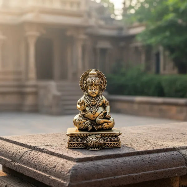 Antique Brass Finish Lord Kubera Idol 7.6 cm