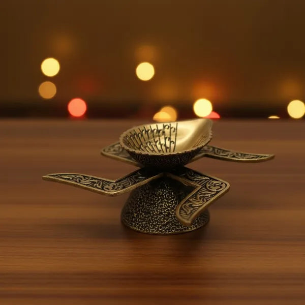 Brass Decorative Swastik Diya Oil Lamp 7.6 cm