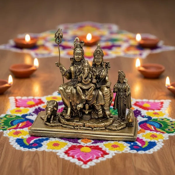 Brass Shiv Parivar With Nandi Idol 11.4 cm