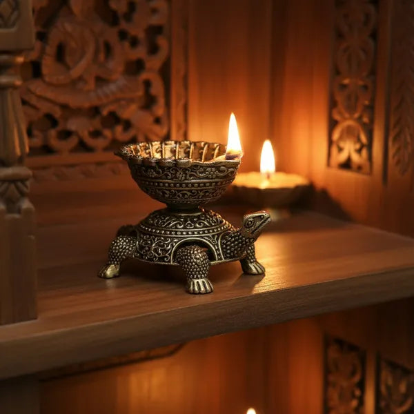 Brass Decorative Turtle Diya Oil Lamp