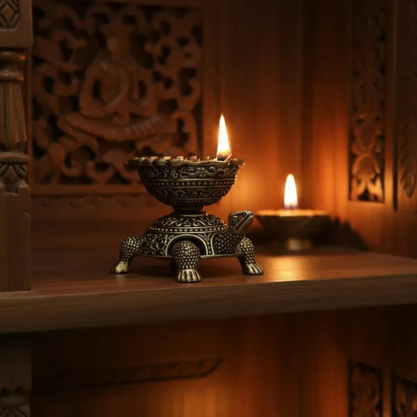 Brass Decorative Turtle Diya Oil Lamp