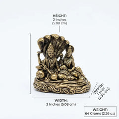 Brass Lakshmi Vishnu Idol On Sheshnag 5.1 cm