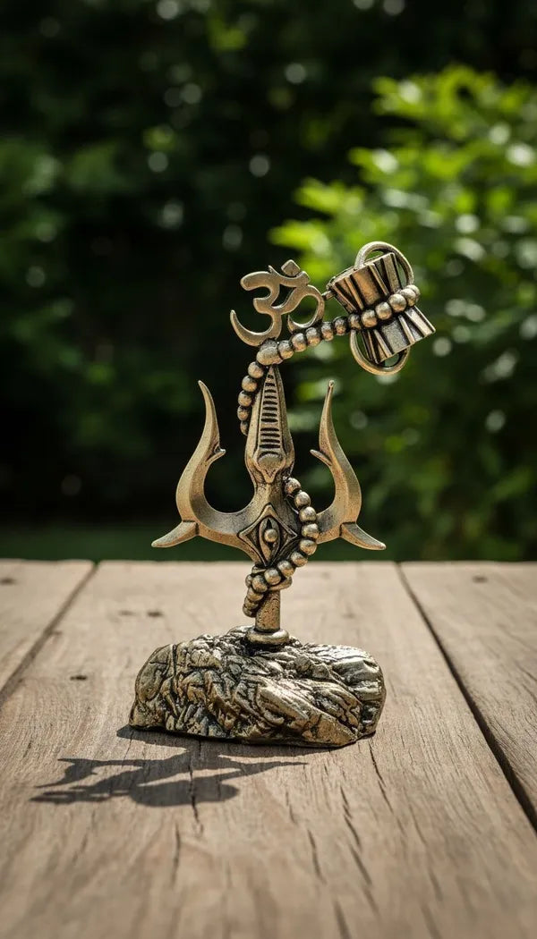 Brass Trishul With Om Idol 10.2 cm
