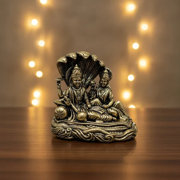Brass Lakshmi Vishnu Idol On Sheshnag 5.1 cm