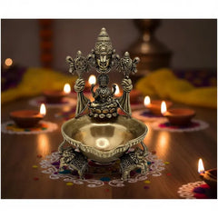 Brass Goddess Lakshmi Elephant Base Diya Oil Lamp 12.7 cm