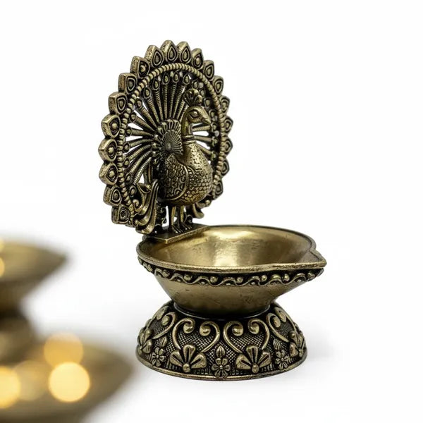 Brass Peacock Diya Oil Lamp