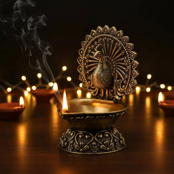 Brass Peacock Diya Oil Lamp