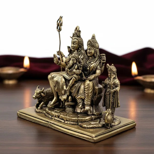 Brass Shiv Parivar With Nandi Idol 11.4 cm