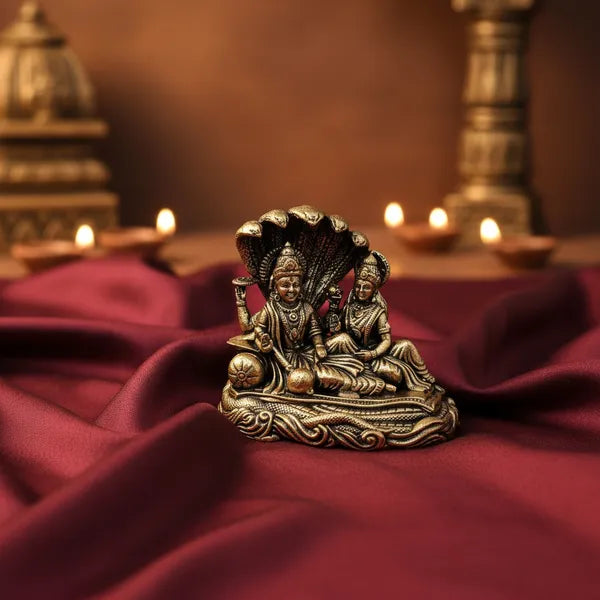 Brass Lakshmi Vishnu Idol On Sheshnag 5.1 cm