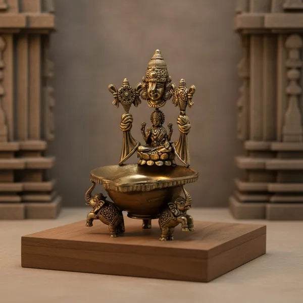 Brass Goddess Lakshmi Elephant Base Diya Oil Lamp 12.7 cm