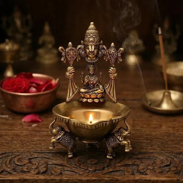 Brass Lakshmi Venkatesh Diya Stand Oil Lamp