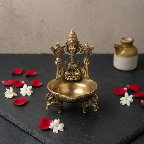 Brass Lakshmi Venkatesh Diya Stand Oil Lamp