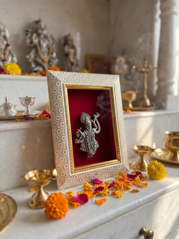 Lord Shreenath Brass Idol Frame 20.3x15.2 cm